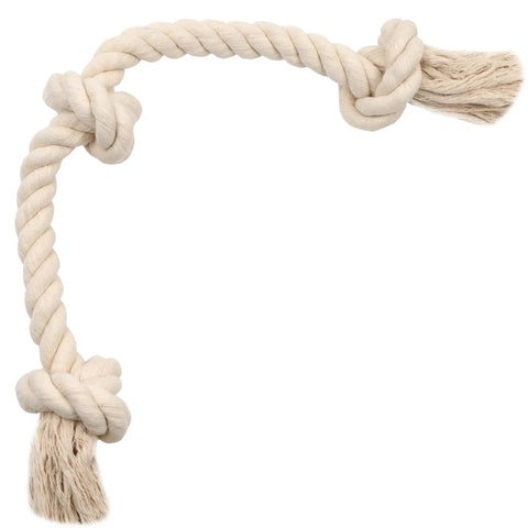 Natural White Cotton Dog Rope Toy For Medium And Large Dogs Built Tough And Non Toxic Premium Durable Rope Toy With Three Knots