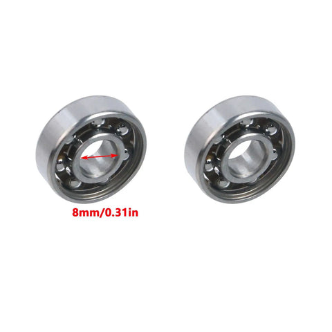 608 Steel Ball Bearing Set 8mm X 22mm X 7mm Open Deep Groove Bearings, 20 Pieces, Low Friction For High Speed Rotations, Quiet Operation, Durable And Versatile For Fidget Spinners, RC Cars, Drones, And DIY Projects. 8mm ID open steel bearings, pair shown