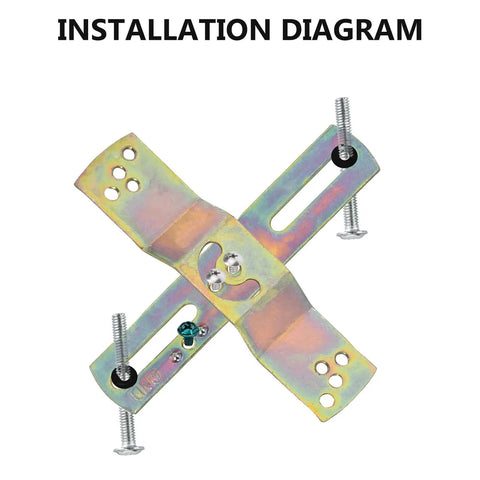Installation diagram of 4 Pack Light Fixture Mounting Brackets Set For 4 Inch Junction Boxes, adjustable zinc crossbars with screws