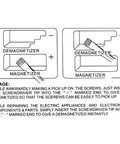 Diagram showing usage of Must Have Precision Demagnetizer And Magnetizer Tools Set Three Color Pack Black Red Blue for tools.
