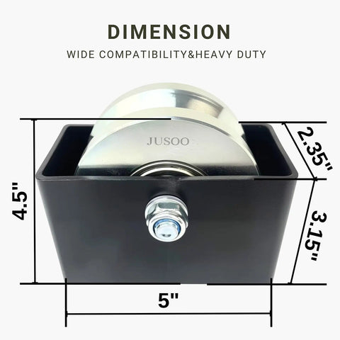 Beefy Heavy Duty 4 Inch V Groove Wheel Set For Sliding Gates with dimensions, 2.12 Inch Wide Steel Gate Rollers, dual bearing construction