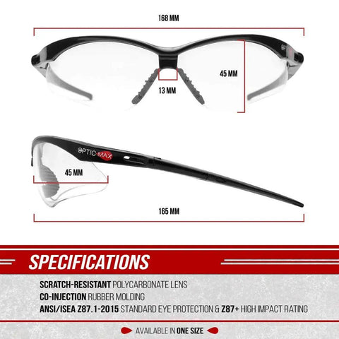 Anti Fog Safety Glasses With Scratch Resistant Lenses For Men And Women Job Site Ready Lightweight Eye Protection For Hunting Construction And Work Flexible Frame 12 Pairs Pack, detailed black frame and specifications.