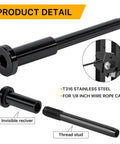 Pack Of 50 One Eighth Inch Black T316 Stainless Steel Invisible Cable Railing Kit With Swage Stud Ends detail view