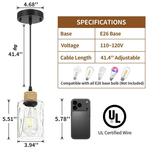 Matte Black Bathroom Pendant Light Fixture With Clear Glass Shade Single Hanging Light For Kitchen Island E26 Base