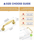 Size guide for Brushed Brass 3 Inch Cabinet Handles Set Of 10 In Solid Zinc Alloy with installation instructions.