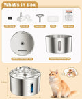 Stainless Steel Cat Water Fountain 74oz Automatic Pet Water Dispenser No Spill Drinking Fountain For Cats And Small Dogs With 3 Filters