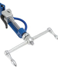 Heavy Duty Steel Strap Bander Kit With Self Locking Stainless Tool For Boat And Industry Work Includes Ergonomic Rubber Handle Adjust Knob And Sharp Cutting Head For Effortless One Step Operation, blue and silver