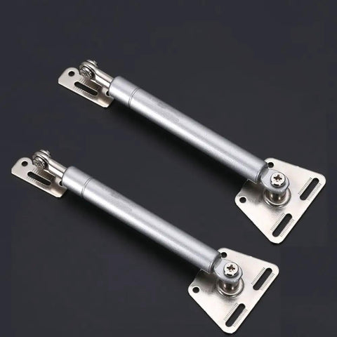 Heavy Duty Drop Leaf Support Hardware For Kitchen Cabinets Soft Close Flap Stay Damper Gas Springs Slow Motion Cabinet Door Hinge, two silver gas springs with brackets.