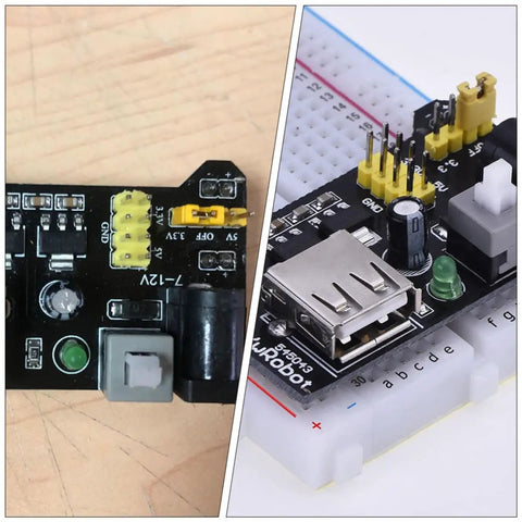 Six Piece Portable Power Supply Module For Breadboards, 3.3V And 5V Regulated Output, Input 6.5 To 12V DC, MB102 Compatible, Easy Install For Experiments And Industry Projects, Plug And Play Ready, breadboard power module with USB port