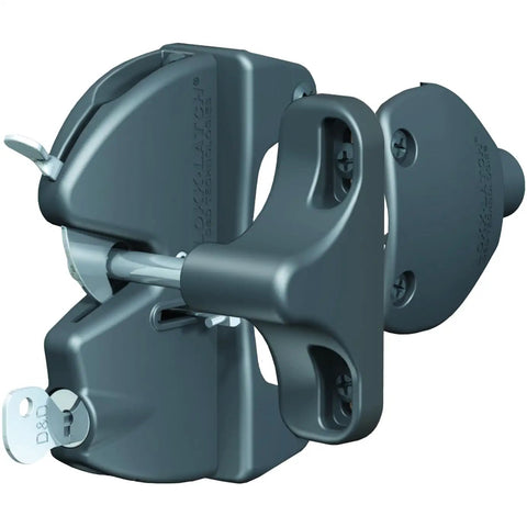 LokkLatch Keyed Gate Latch With Adjustable Fit For Wood Metal And Vinyl Gates, Black Weather Resistant Polymer Construction