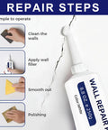 Repair steps for Drywall Patch Repair Kit With Scraper And Sandpaper, 2026 Upgrade for quick drying wall patch, showing 250g mending agent