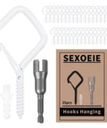 Heavy Duty Eye Screw Hooks With Safety Buckle 35 Piece Set White Metal Ceiling Hooks for Hanging Plants Wind Chimes Bird Feeders