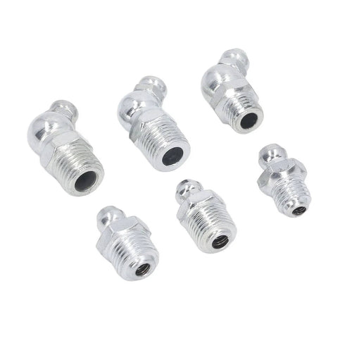 Assorted zinc fittings from 130 Piece SAE Zerk Grease Fittings Kit With 12 Types Brass And Zinc Nipples For Equipment Maintenance
