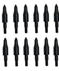 12 Pack 100 Grain Field Points For Crossbow Arrows, Screw In Bullet Tips For 5 16th Inch Shafts, Dope For Target Practice And Hunting
