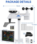 14 In 1 Wireless Weather Station With Outdoor Sensor And Radio Controlled Clock Includes Rain Gauge Wind Speed And Direction Moon Phase Wind Chill Outdoor Dew Point And Barometer No WiFi For Real Time Weather Intel And Tracking At Home, showing package details with sensor array and display console.