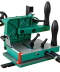 Heavy Duty Woodworking Tenoning Machine Desktop Drilling Jig For Dead On Alignment Square Table Saw Fixture, green metal construction.