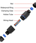 Exploded view of IP68 Outdoor Waterproof Junction Box For 2 Way Cable Connector Quick Screwless Installation External Sleeve Coupler