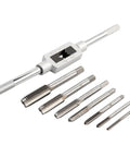 7 Piece HSS Thread Tap Set with Adjustable Tap Wrench, Metric Taps from M3 to M12 for Metal Aluminum Plastic Wood