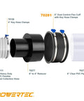 Diagram showing 4 Inch Key Hose Clamp With Thumb Screw Adjustable Beefy Stainless Steel Hose Clamps for dust collection.