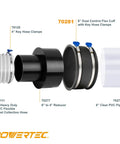 Exploded view of 4 Inch Key Type Hose Clamp Set Thumb Screw Adjustable Stainless Steel Pro Grade Clamps For Dust Collection Hoses
