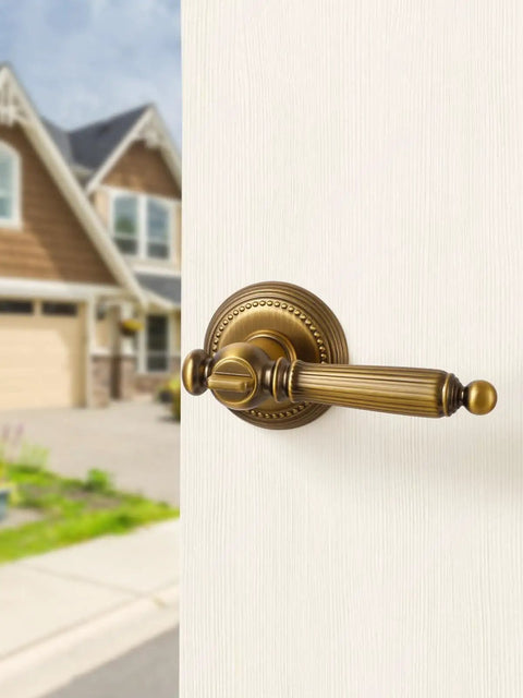 Antique Brass Door Lever Privacy Handle, 1 Pack Zinc Alloy, Fits Most Doors, Built To Last Interior Privacy Thumb Turn Lock