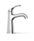 Simplice One Hole Single Handle Bathroom Sink Faucet With Clicker Drain Five And One Eighth Inch Spout Reach 1.2 GPM Polished Chrome Leak Free Ceramic Disc Valve Easy Install side view