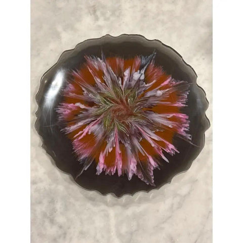 Floral Resin Lazy Susan 13-Inch Handcrafted Rotating Serving Tray For Kitchen And Dining, Modern Decor For Vanity And Bath