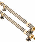 Heavy Duty Door Pull Handle for Barn Doors and Indoor Outdoor Use, Antique Round Stainless Steel Bar Handle with Gold Finish, 120 cm
