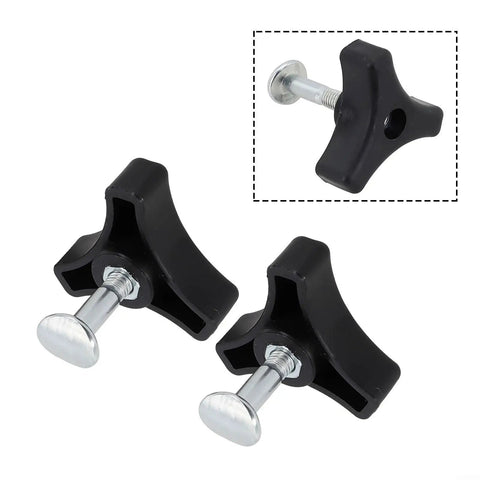 Heavy Duty Triangle Handle Knob Nut And Bolt Set For Lawn Mower Replacement 2 Pack Sturd Plastic Fastener 50 Mm Long Secure Connection Durable Parts, black