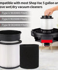 Replacement HEPA Cartridge Filters With Lid For 5 Gallon And Up Wet Dry Vacuums Fits 90304 2 Pack shown with foam sleeves