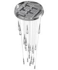 25 Light Flush Mount Ceiling Pendant In Premium Silver with sleek design and multiple hanging bulbs for modern decor.