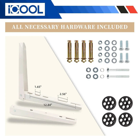 Heavy Duty Outdoor Mini Split Wall Mount Bracket For 7000 To 18000 BTU Ductless ACs And Heat Pumps with hardware kit