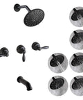 Matte Black 3 Handle Tub And Shower Faucet Set With 6 Spray Shower Head Solid Brass High Flow Waterfall Tub Filler Tub Spout