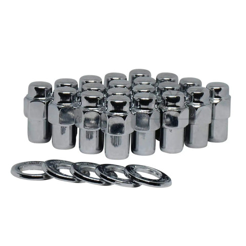 Mag Lug Nut Set 12mmx1.5 With Center Washer Chrome Finish 20 Pcs Fits Cragar SS Wheels And Standard Mag Seating