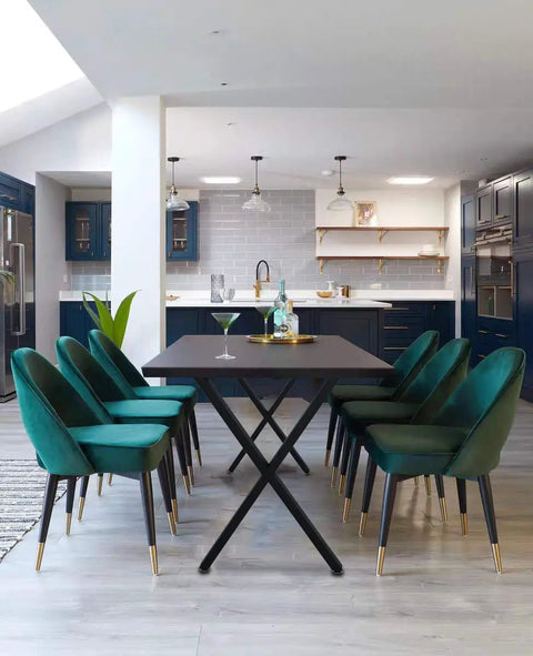 Industrial Iron X Style Table Legs Set Of 2 28 Inch Tall By 20 Inch Wide Desk And Table Legs supporting dining table in modern kitchen