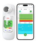 Bluetooth Peak Flow Meter With Digital PEF FEV1 Monitor For Asthma, Real Time Smartphone Sync, Green Backlit Large Display, Ultra Fast One-Second Readings, 300 Memory Data Storage, Easy Breathing Health Tracking with smartphone app
