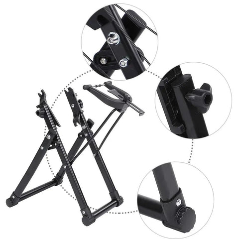 Foldable Wheel Truing Stand for 16 to 29 Inch Wheels, Pro Grade Tire Maintenance Holder with Adjustable Upper Notches