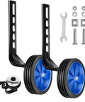Bicycle Training Wheel Kit With Heavy Duty Support Bracket And Adjustable Wheel Design with blue wheels and hardware