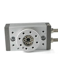 Rotating Pendulum Cylinder Swing Buffer With Industrial Manipulator For MSQB Series Applications featuring aluminum body and hydraulic ports.