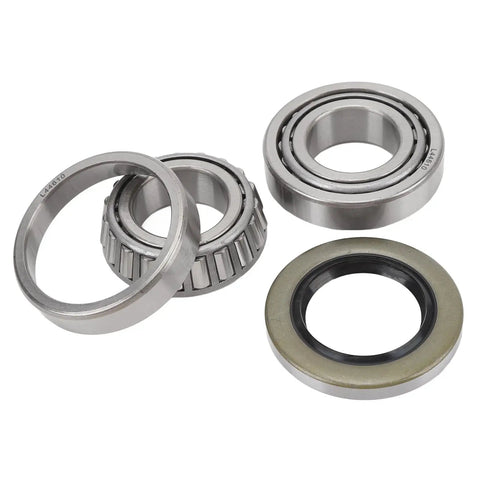 Heavy Duty Trailer Wheel Hub Bearings Kit 4 Piece Steel Alloy L44643 Inner Outer Bearings with Grease Seals Cotter Pins Washers