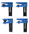 Must-Have Brake Hose Clamp Set With 4 Spring Pinch Tools And 2 Hooks, Featuring Mixed Grip Shapes For Fast Brake Fluid Control And Quick Garage Maintenance Work In Any Car Repair Shop Job. Four blue and black spring hose clamps