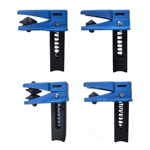 Must-Have Brake Hose Clamp Set With 4 Spring Pinch Tools And 2 Hooks, Featuring Mixed Grip Shapes For Fast Brake Fluid Control And Quick Garage Maintenance Work In Any Car Repair Shop Job. Four blue and black spring hose clamps