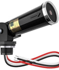 Close-up of Two Pack Outdoor Photo Cell Sensor for dusk to dawn lighting, showing its compact design, wiring, and UL listed label.