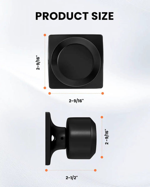 8 Piece Black Dummy Door Knob Set For Closet And Interior Doors Matte Black Finish Non Turning Handles With Single Side Rectangle Panel Ideal For Modern Homes And DIY Projects Convenient Latch Free Operation, size 2-9/16 inch
