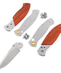 DDR3BL DIY Folding Knife Kit With Button Lock 440C Stainless Steel Blade 600 Grit Satin Finish Pre Machined Padauk Handle Scales Gift Boxed Parts Kit USA Design For Building Your Own EDC Knife