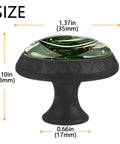 Four Pack Dope Dark Green Marble Texture Drawer Knobs Premium Crystal Glass Cabinet Handles Heavy Duty Stainless Steel Pulls With Included Mounting Hardware For Kitchen Furniture Upgrade size dimensions black base design
