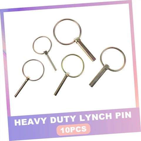 10 Piece Spring Loaded Lynch Pin Set for Zero Turn Mowers and Tractors, Must Have Trailer Hitch Lock Pins, Heavy Duty Zinc Plated Steel Quick Pins Kit for Cars, Trucks, Garden Tractors and More, 10-piece