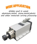 220V 6KW CNC Spindle Motor 18000RPM Square Body With ER32 Flange And Nut displayed with wide application text
