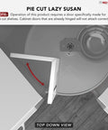 Top down view of Two-Tier Pie-Cut Lazy Susan Organizer For Base Corner Kitchen Cabinets With Almond Plastic Shelves inside cabinet.