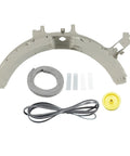 Dryer Repair Kit For GE Contains Front Drum Bearing WE14M124, Drive Belt WE12M29, Pulley Idler WE12X83 components shown